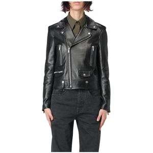 Saint Laurent, Dames, Jassen, Zwart, Maat: M Leer,