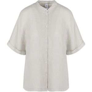 BomBoogie, Dames, Blouses & Shirts, Wit, Maat: L Linnen,