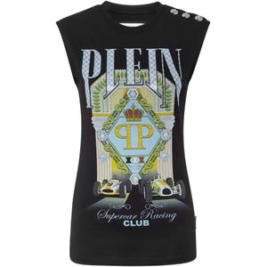 Philipp Plein, Dames, Tops, Zwart, Maat: XS Katoen,