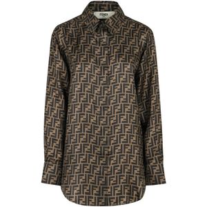 Fendi, Dames, Blouses & Shirts, Bruin, Maat: 2XS