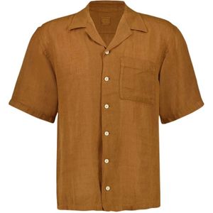 120% Lino, Heren, Overhemden, Bruin, Maat: S Linnen,