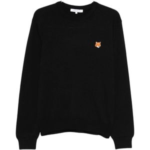 Maison Kitsuné, Heren, Truien, Zwart, Maat: XL Wol,