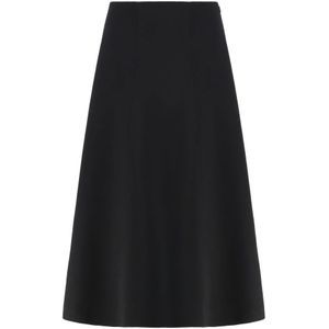 Jacquemus - Zwarte Gerende Rok - Dames - Midi - Met Borduursel