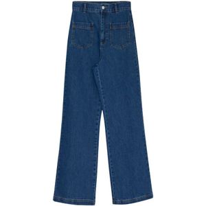 The New Society, Dames, Jeans, Blauw, Maat: S