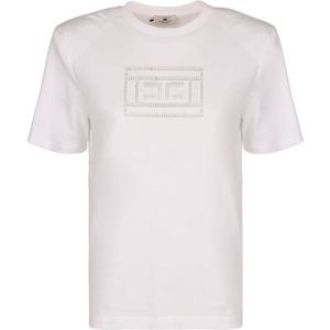 Elisabetta Franchi, Dames, Tops, Wit, Maat: S Viscose,