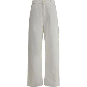 Darkpark - Lisa Chain - Jeans - Beige - Hoge Taille, Rechte Pijp, Parelkettingdetail