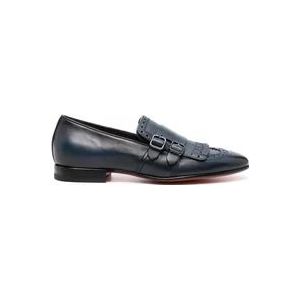 Santoni Blauwe Leren Loafers met Kwastjes , Blue , Heren , Maat: 42 EU