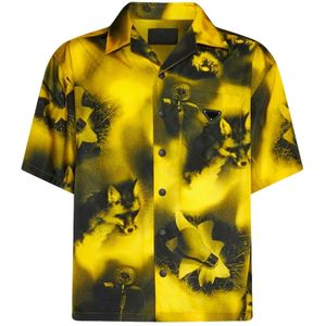 Prada Stijlvolle Gele Casual Overhemd , Yellow , Heren , Maat: S