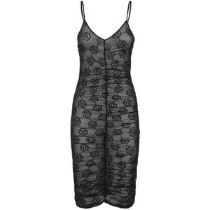 Philipp Plein, Dames, Jurken, Zwart, Maat: XS Tulle,