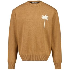 Palm Angels, Heren, Truien, Bruin, Maat: L Wol,
