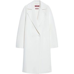 Max Mara Studio, Dames, Mantels, Wit, Maat: S Wol,