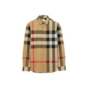 Burberry Archief Beige Geruite Overhemd , Multicolor , Heren , Maat: S