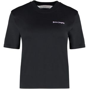 Palm Angels, Dames, Tops, Zwart, Maat: S Katoen,