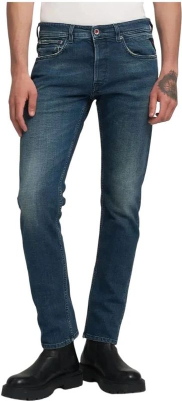 Replay - Grover Straight Jeans - Blauw - Heren - Katoen