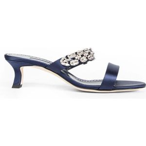 Manolo Blahnik, Dames, Schoenen, Blauw, Maat: 36 EU Satijn,