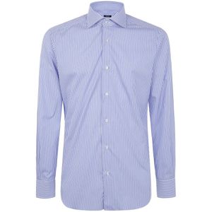 Barba Napoli, Heren, Overhemden, Blauw, Maat: L