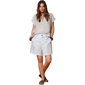 Mason's, Dames, Korte broeken, Blauw, Maat: 3XS Linnen,