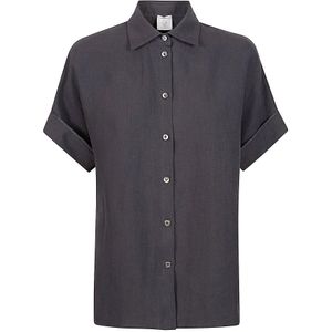 Eleventy, Dames, Blouses & Shirts, Zwart, Maat: S Linnen,