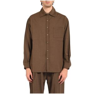 A Paper Kid, Heren, Overhemden, Bruin, Maat: M Wol,