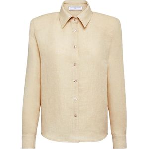 MVP wardrobe, Dames, Blouses & Shirts, Beige, Maat: M Katoen,