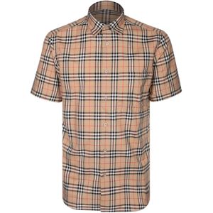 Burberry, Heren, Overhemden, Beige, Maat: M Katoen,