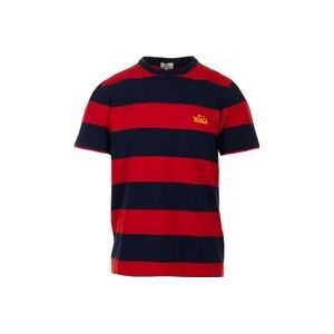 Woolrich Rode Gestreepte T-shirt en Polo , Red , Heren , Maat: S