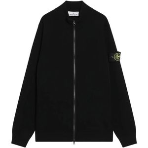 Stone Island - Zwarte Trui - Heren - Wol - Cardigan