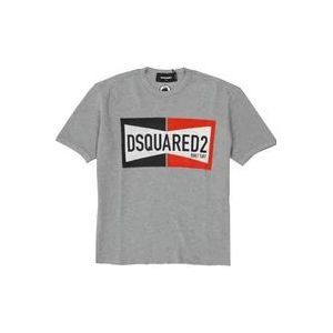 Dsquared2 Twee-Tone Logo T-Shirt , Gray , Heren , Maat: L