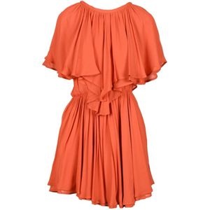 Dondup, Dames, Jurken, Oranje, Maat: S Chiffon,