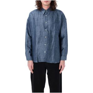 Sunflower, Heren, Overhemden, Blauw, Maat: L Linnen,
