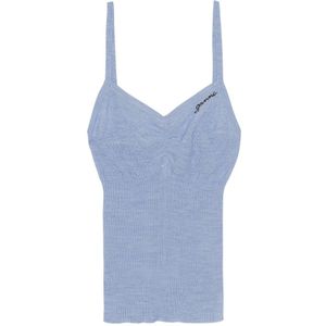 Ganni, Dames, Tops, Blauw, Maat: L Wol,