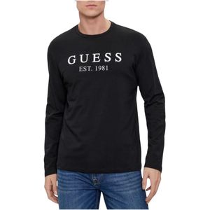 Guess, Heren, Tops, Zwart, Maat: M Katoen,