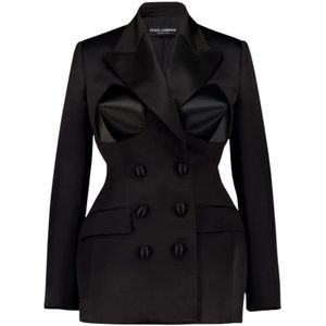 Dolce & Gabbana, Dames, Jassen, Zwart, Maat: XS Zijde,