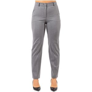 Hanita, Dames, Broeken, Grijs, Maat: 2XS Leer,