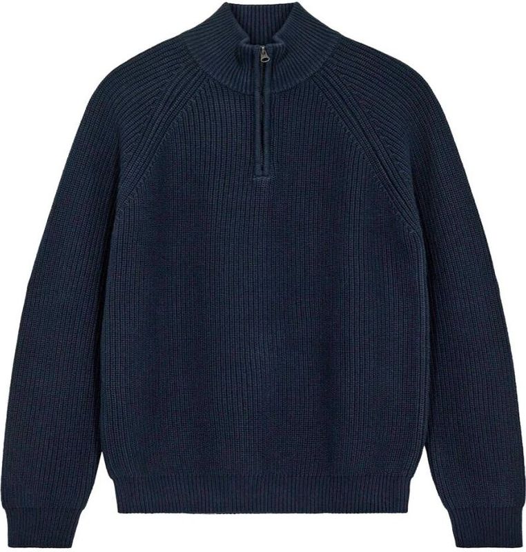 Anerkjendt - Aksune Patent Half Zip Knit - Vest - Donkerblauw