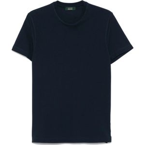 Zanone, Heren, Tops, Blauw, Maat: M Katoen,