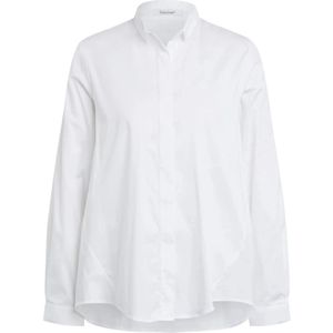 Soluzione, Dames, Blouses & Shirts, Wit, Maat: S Katoen,