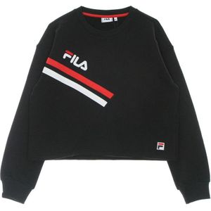 Fila - Zwarte Beauty Cropped Crew Sweatshirt - Dames - Lichtgewicht - Katoen
