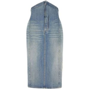 Alexander McQueen, Dames, Rokken, Blauw, Maat: S Denim,