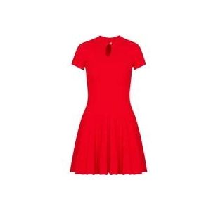 Balmain Uitlopende geplooide gebreide jurk , Red , Dames , Maat: XS