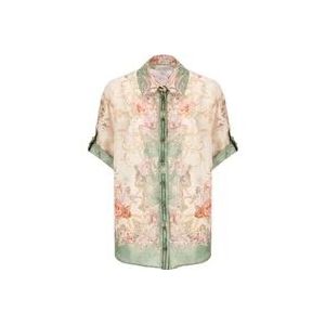 Zimmermann Bloemen zijden overhemd met kraag , Multicolor , Dames , Maat: S