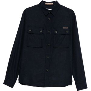 Paolo Pecora, Heren, Overhemden, Blauw, Maat: L