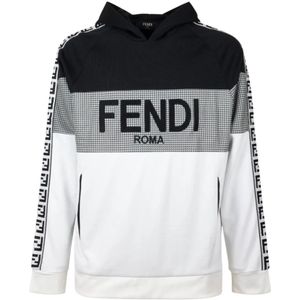 Fendi, Heren, Sweatshirts & Hoodies, Wit, Maat: L Katoen,