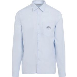 Prada, Heren, Overhemden, Blauw, Maat: XL Katoen,