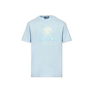 Versace T-shirt met logo , Blue , Heren , Maat: L