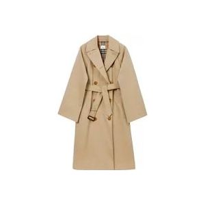 Burberry Beige Katoenen Trenchcoat , Beige , Dames , Maat: XS