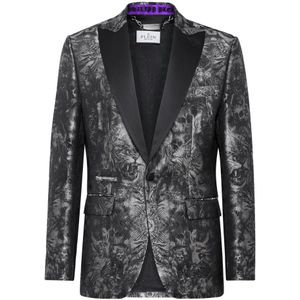 Philipp Plein, Heren, Jassen, Zwart, Maat: S Satijn,