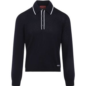 Gucci, Heren, Tops, Blauw, Maat: S Wol,