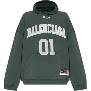 Balenciaga, Heren, Sweatshirts & Hoodies, Groen, Maat: S Katoen,