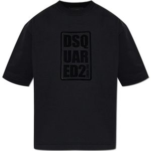 Dsquared2, Heren, Tops, Zwart, Maat: L Katoen,